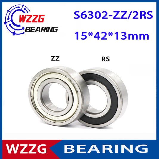 WZZG 2PCS/lot High quality 440C stainless steel deep groove ball bearing S6302ZZ 2RS size 15*42*13mm