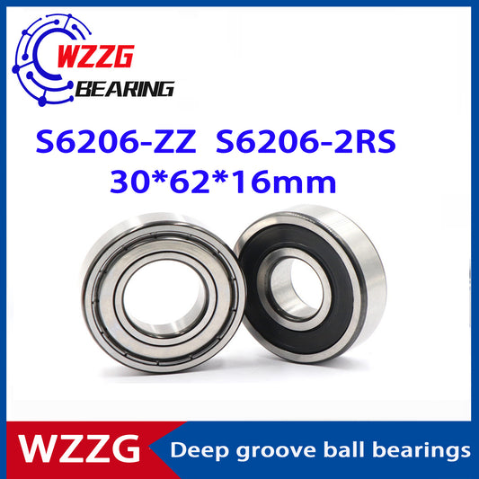 WZZG 1PCS High quality 440C stainless steel deep groove ball bearing S6206ZZ 2RS size 30*62*16mm