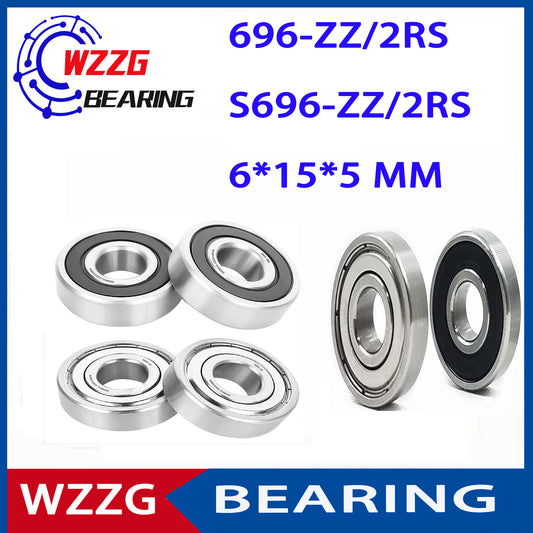 WZZG 20PCS miniature ball bearings 696ZZ 2RS stainless steel bearing size 6*15*5mm 6.35*15*5mm