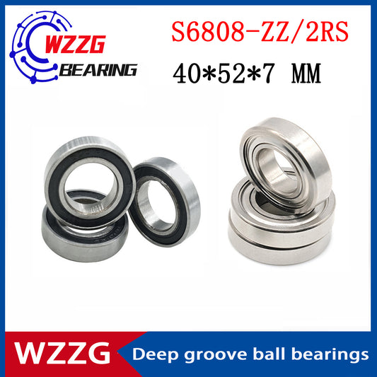 WZZG S6808-ZZ 2RS (2 pieces/batch) 440C stainless steel deep groove ball bearings 40*52*7 mm high quality bearings