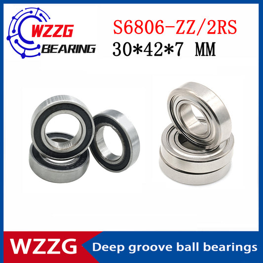 WZZG S6806-ZZ 2RS (4 pieces/batch) 440C stainless steel deep groove ball bearings 30*42*7 mm high quality bearings