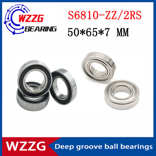 WZZG S6810-ZZ 2RS (2 pieces) 440C stainless steel deep groove ball bearings 50*65*7 mm high quality bearings