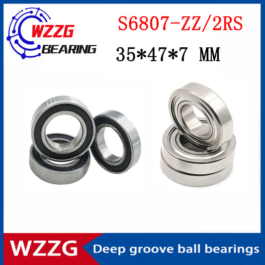 WZZG S6807-ZZ 2RS (4 pieces/batch) 440C stainless steel deep groove ball bearings 35*47*7 mm high quality bearings