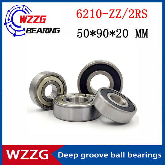 WZZG Deep groove ball bearing 6210-ZZ 2RS (2pcs/lot) 50*90*20 mm double seal high quality bearings
