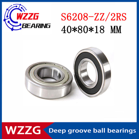 WZZG S6208-ZZ/2RS (1pcs) 440C stainless steel deep groove ball bearing 40*80*18 mm high quality ball bearing