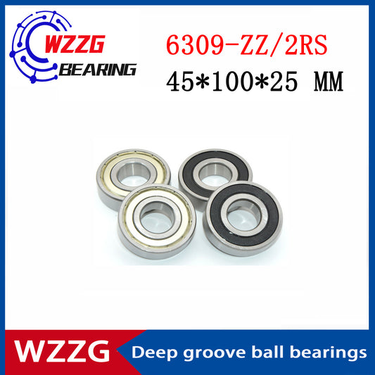 WZZG Deep groove ball bearing 6309-ZZ 2RS (2pcs/lot) 45*100*25 mm double seal high quality bearings