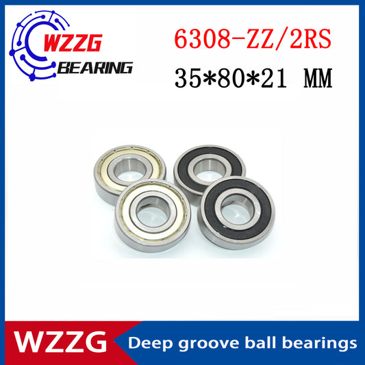 WZZG Deep groove ball bearing 6308-ZZ 2RS (2pcs/lot) 40*90*23 mm double seal high quality bearings