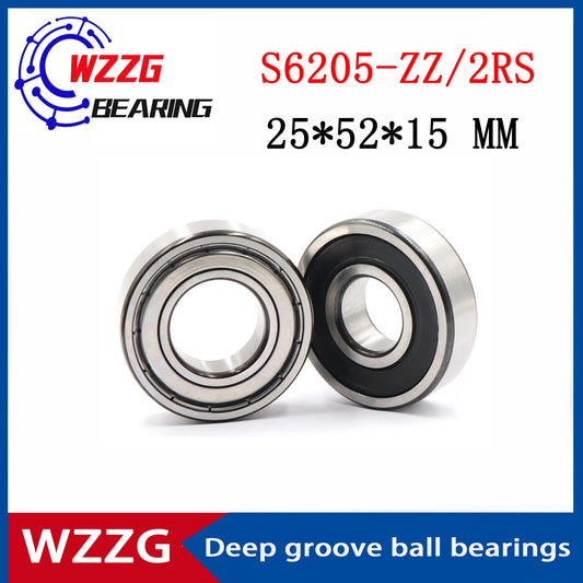 WZZG S6205-ZZ/2RS (2pcs/lot) 440C stainless steel deep groove ball bearing 25*52*15 mm high quality ball bearing