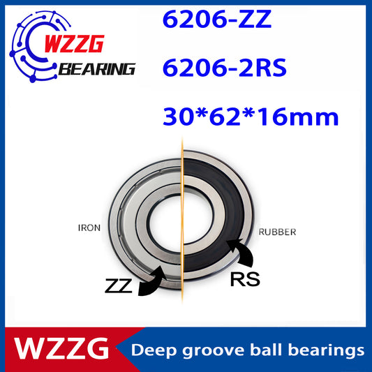 WZZG 4PCS/lot High Quality Bearing Steel Deep Groove Ball Bearing 6206ZZ 2RS Size 30*62*16mm