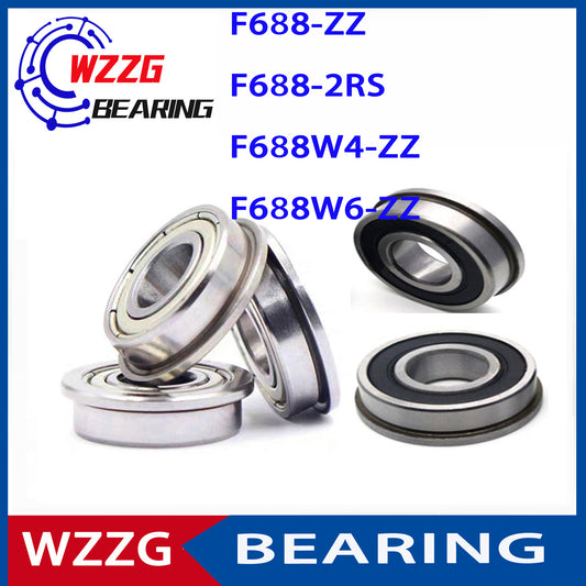 WZZG 20PCS F688 ZZ Double Shielded Bearing Steel Flange Ball Bearing F688-2RS Width 4mm 5mm 6mm