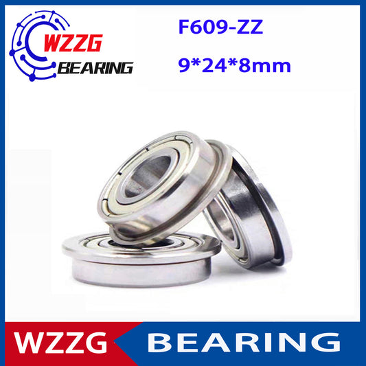 WZZG 10pcs F609 F609ZZ F609Z F609-2Z 9*24*8 Flange Bearing Miniature Deep Groove Ball Bearing Shielded Ball Bearing