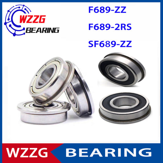 WZZG 20PCS F689 ZZ 2RS Double shield stainless steel flange ball bearing SF689 ZZ  9*17*5mm