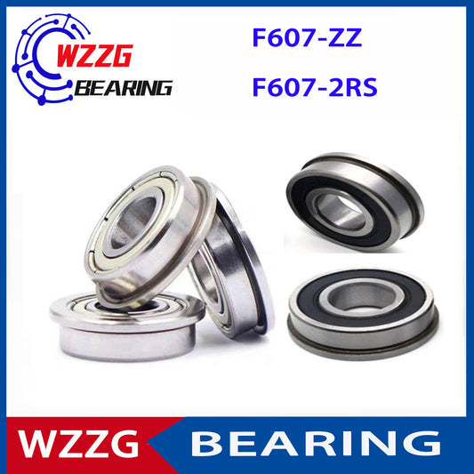 WZZG 10PCS F607ZZ 7*19*6mm double shield bearing steel flange F607-2RS ball bearing