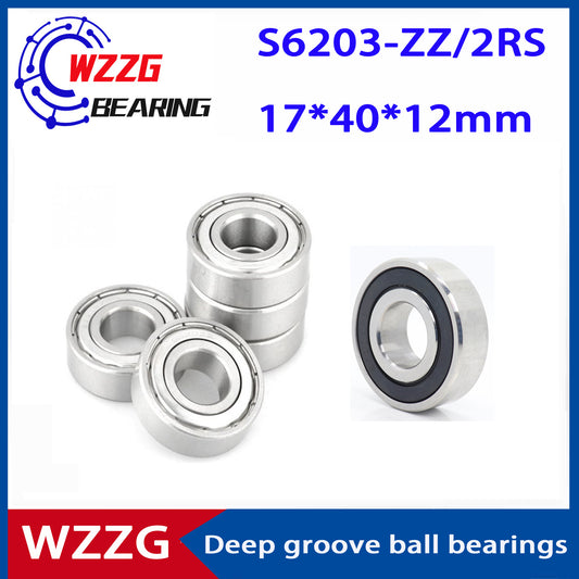WZZG 4PCS/lot High quality stainless steel deep groove ball bearing S6203 ZZ 2RS size 17*40*12mm