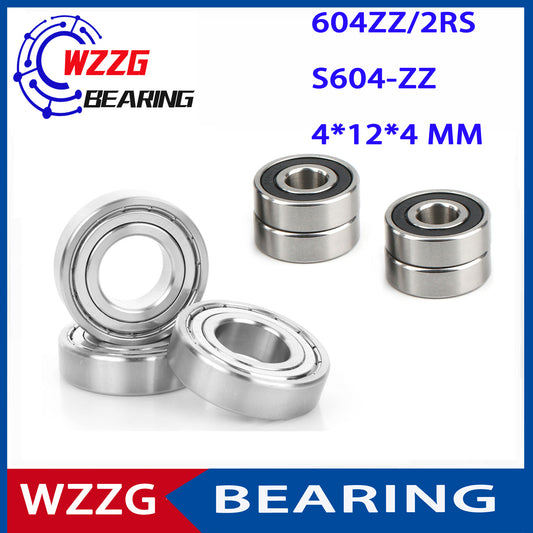 WZZG 20PCS Double Sealed Miniature Stainless Steel Bearing Model Bearing 604ZZ 2RS S604ZZ