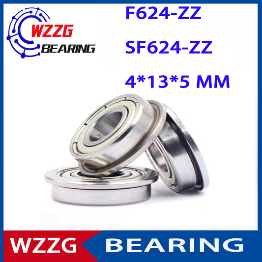 WZZG 10PCS F624ZZ 4*13*5mm double shield stainless steel flange SF624ZZ ball bearing