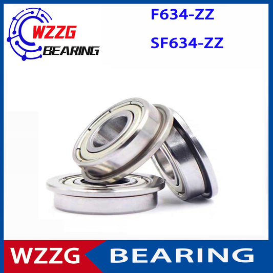WZZG 10PCS F634ZZ 4*16*5mm double shield 440C stainless steel flange SF634ZZ ball bearing