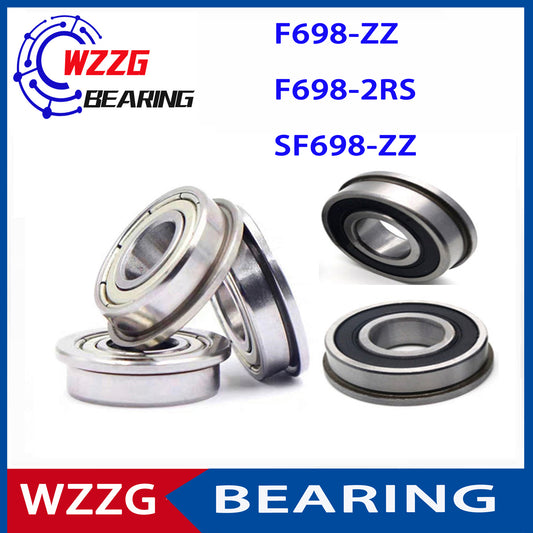 WZZG 10PCS F698ZZ 2RS 8*19*6mm double shield 440C stainless steel flange SF698ZZ ball bearing