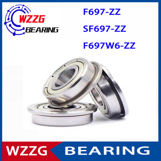 WZZG 10PCS F697 ZZ Double Shielded Bearing Steel Flange Ball Bearing SF697-ZZ Width 5mm  6mm