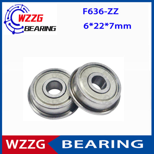WZZG 10pcs F636 F636ZZ F636Z F636-2Z 6*20*7 Flange Bearing Miniature Deep Groove Ball Bearing Shielded Ball Bearing