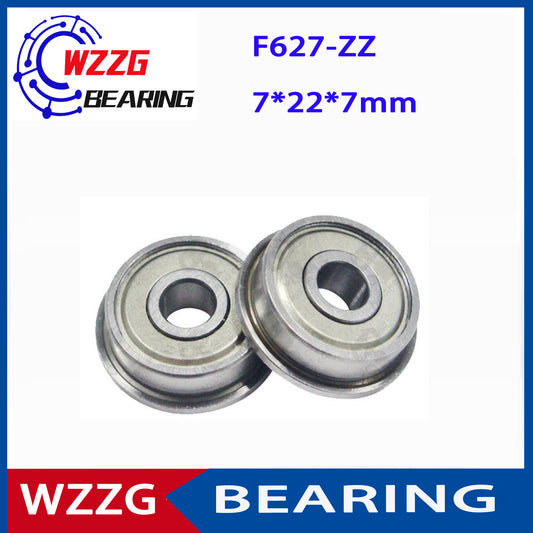 WZZG 10pcs F627 F627ZZ F627Z F627-2Z 7x22x7 Flange Bearing Miniature Deep Groove Ball Bearing Shielded Ball Bearing