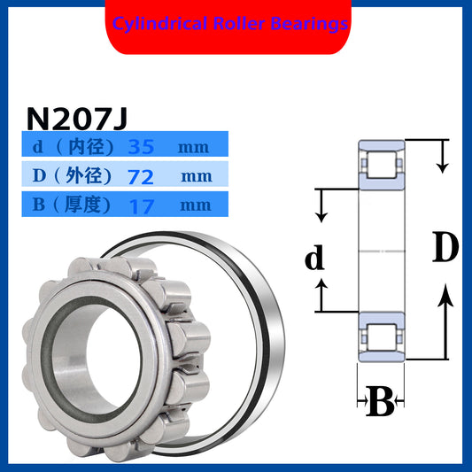 WZZG 2PCS High quality cylindrical roller bearings N207J NJ NU207J NCF207V NJ207V 35*72*17mm