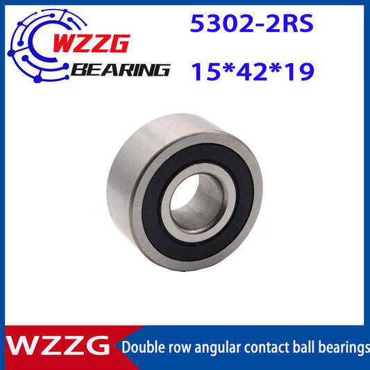 WZZG 5302-2RS(4pcs/lot) High quality double row angular contact ball bearing 15*42*19 mm