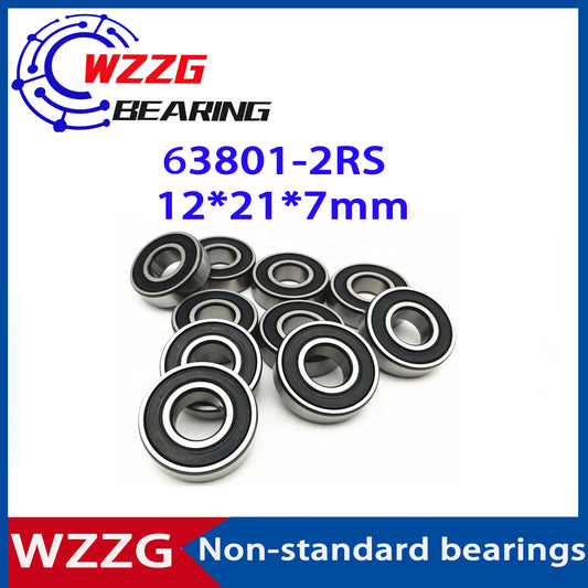 WZZG 10pcs Non-standard widening bearings 6801W7 63801ZZ 3801 63801-2RS 12*21*7mm