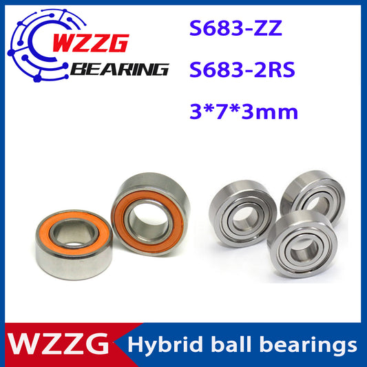 WZZG 4PC/lot 3x7x3mm ABEC-7 S683 ZZ/2RS CB stainless steel hybrid si3n4 ceramic bearings grease free quick turn