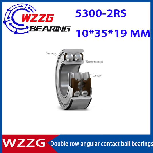 WZZG 5300-2RS(4pcs/lot) High quality double row angular contact ball bearing 10*35*19 mm