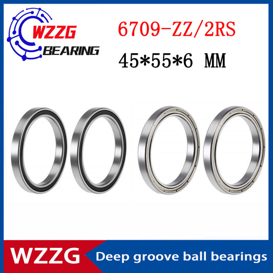 WZZG 6709-ZZ 2RS (4 pieces/lot) thin wall high-quality bearings 45*55*6 mm deep groove ball bearings