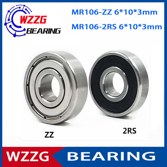WZZG 20pcs MR106ZZ MR106 Miniature Ball Bearings Double Seal Ball Bearing MR106-2RS 6x10x3mm