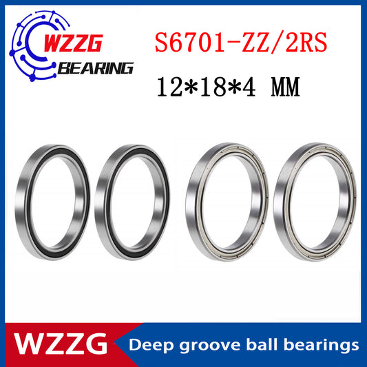 WZZG S6701-ZZ 2RS (10 pieces/lot)440C stainless steel thin wall high-quality bearings 12*18*4 mm deep groove ball bearings