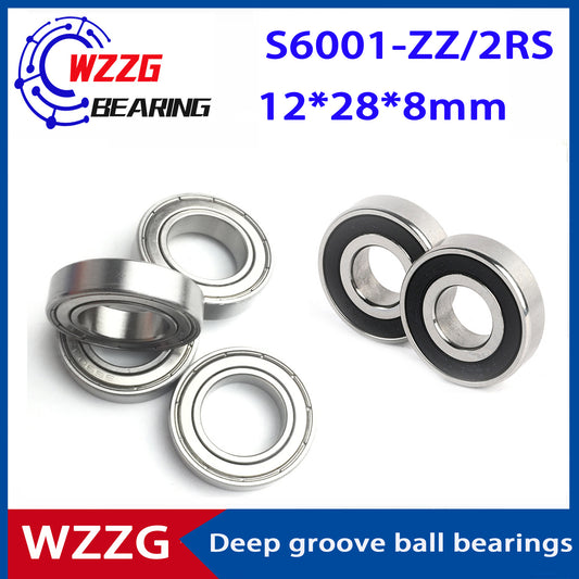 WZZG 6PCS/lot High quality 440C stainless steel deep groove ball bearing S6001 ZZ 2RS size 12*28*8mm