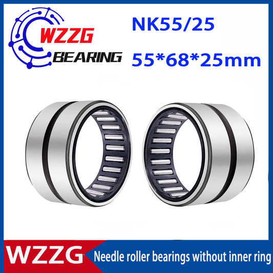 WZZG 2pcs needle roller bearings NK55/25 size 55*68*25mm