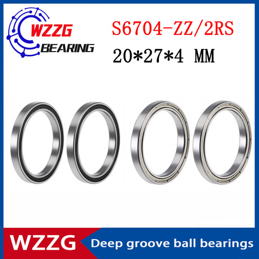 WZZG S6704-ZZ 2RS (4 pieces/lot)440C stainless steel thin wall high-quality bearings 20*27*4 mm deep groove ball bearings
