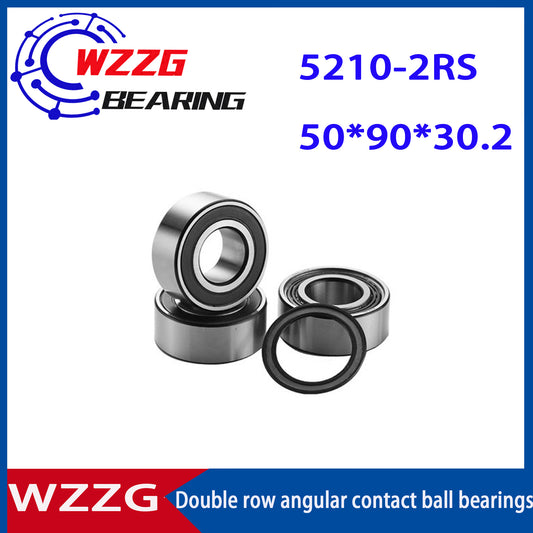 WZZG 1pcs 5210-2RS High quality double row angular contact ball bearing 50*90*30.2mm