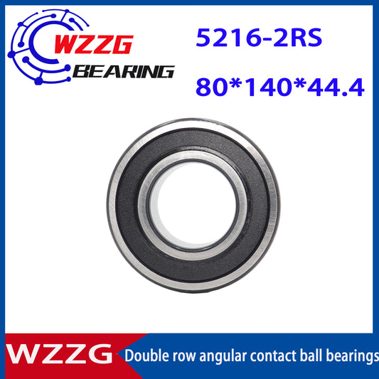 WZZG 1pcs 5216-2RS High quality double row angular contact ball bearing 80*140*44.4mm