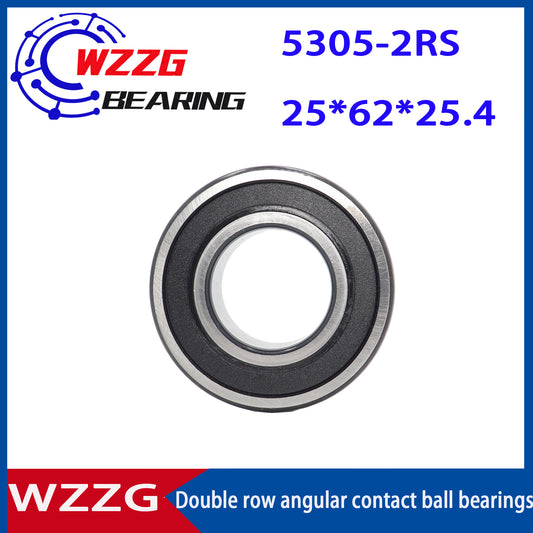 WZZG 5305-2RS(2pcs/lot) High quality double row angular contact ball bearing 25*62*25.4 mm