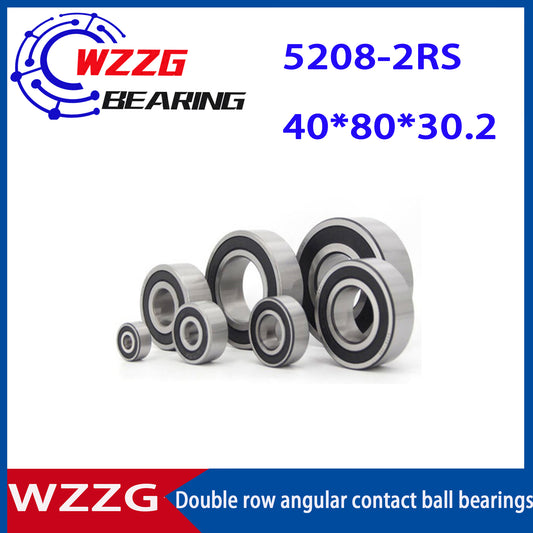 WZZG 5208-2RS(2pcs/lot) High quality double row angular contact ball bearing 40*80*30.2mm