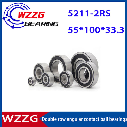 WZZG 1pcs 5211-2RS High quality double row angular contact ball bearing 55*100*33.3mm