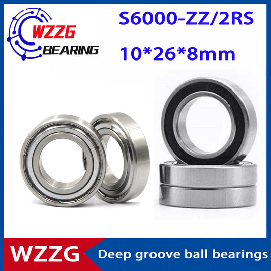 WZZG 10PCS/lot High quality 440C stainless steel deep groove ball bearing S6000 ZZ 2RS size 10*26*8mm