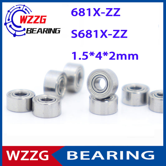 WZZG 10PC Stainless steel miniature bearing S681X-ZZ 681X-ZZ size 1.5*4*2mm