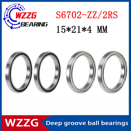 WZZG S6702-ZZ 2RS (10 pieces/lot)440C stainless steel thin wall high-quality bearings 15*21*4 mm deep groove ball bearings