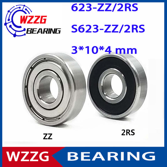 WZZG 20PCS Double Shield Miniature Stainless Steel Bearing S623ZZ 2RS 3D Printer Accessories Bearing 623ZZ 2RS