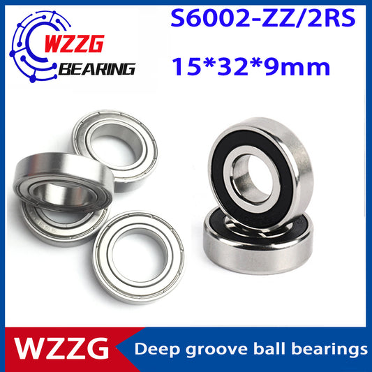 WZZG 5PCS/lot High quality 440C stainless steel deep groove ball bearing S6002 ZZ 2RS size 15*32*9mm