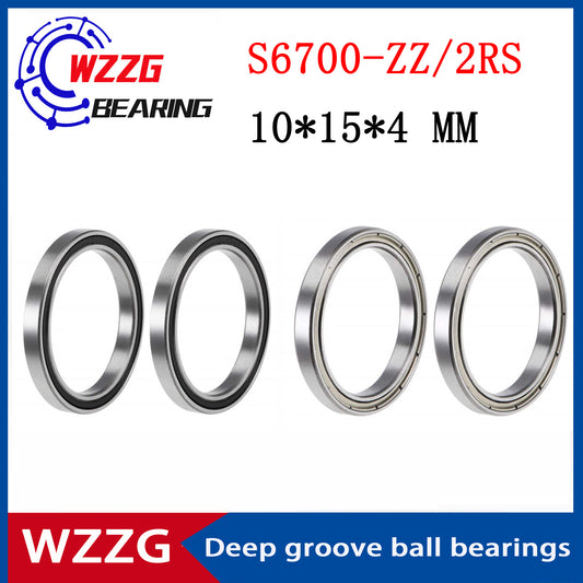 WZZG S6700-ZZ 2RS (10 pieces/lot)440C stainless steel thin wall high-quality bearings 10*15*4 mm deep groove ball bearings