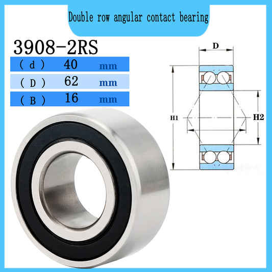 WZZG 3908- 2RS (2pcs/lot)High quality double row angular contact ball bearings 40*62*16 mm
