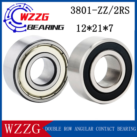 WZZG 3801-ZZ 2RS (4pcs/lot)High quality double row angular contact ball bearings 12*21*7 mm
