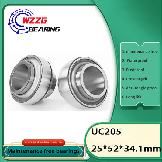 WZZG 2pcs/lot Maintenance-free outer spherical bearing UC 205 special bearing for agricultural machinery